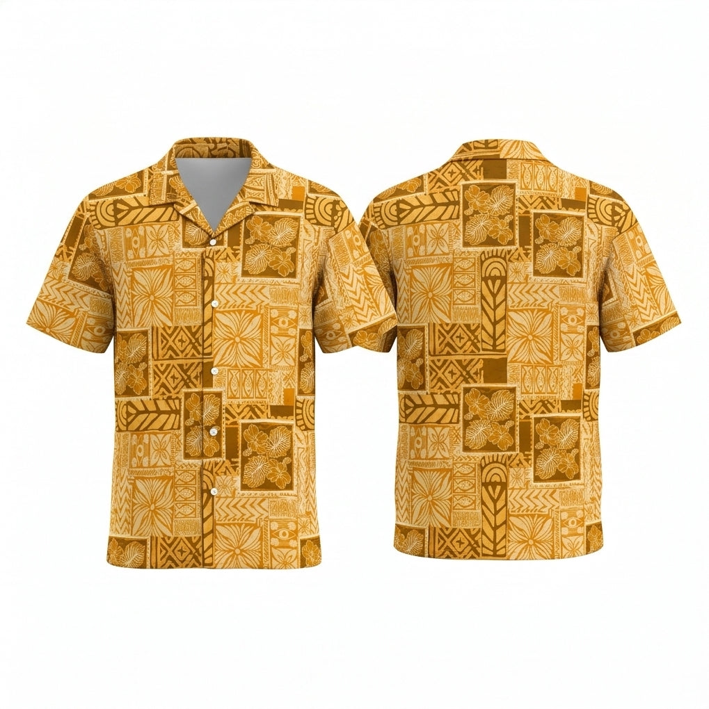 Hawaiian Tribal Golden Vintage Hawaiian Shirt