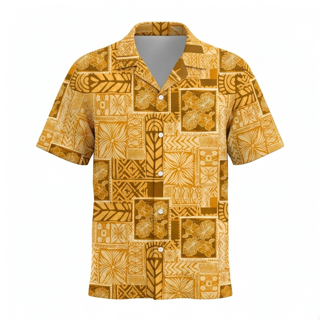 Hawaiian Tribal Golden Vintage Hawaiian Shirt