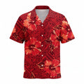 Red Hibiscus Tapa Hawaiian Shirt