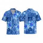 Blue Hibiscus with Tribal Tropicals Hawaiian Shirt