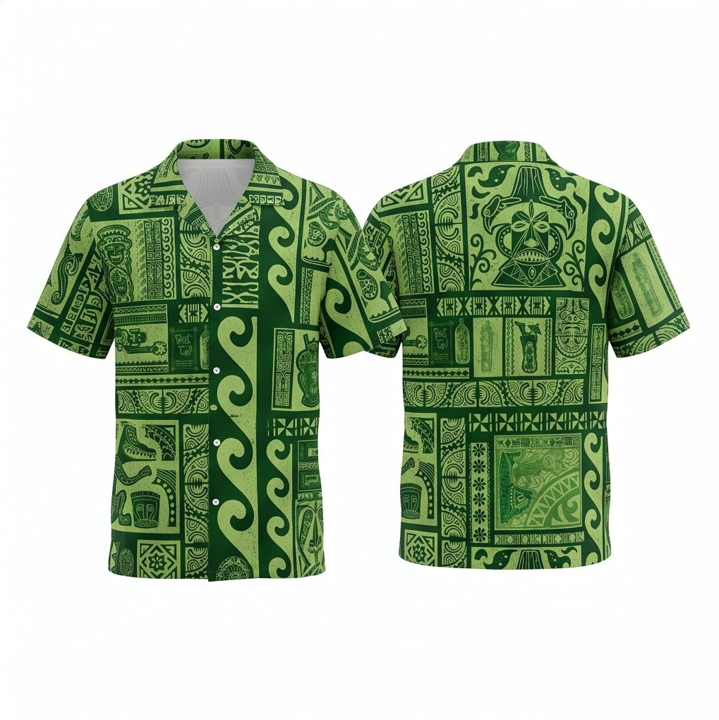 Tahiti Green Hawaiian Shirt